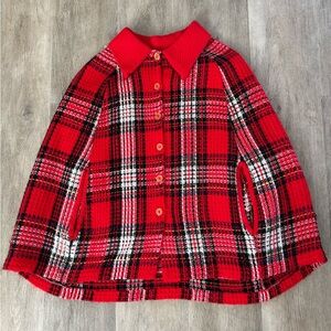 1960s vintage Durlyne plaid collared poncho